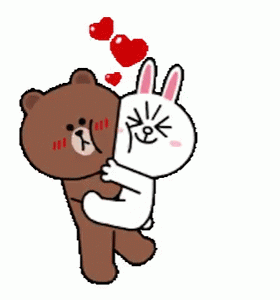 Gif câlin ours et lapin
